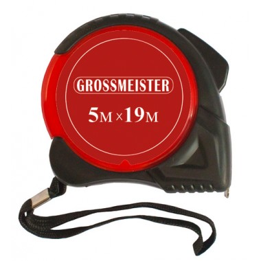 Рулетка 3*16 мм , резинопластиковый корпус, белое полотно Grossmeister